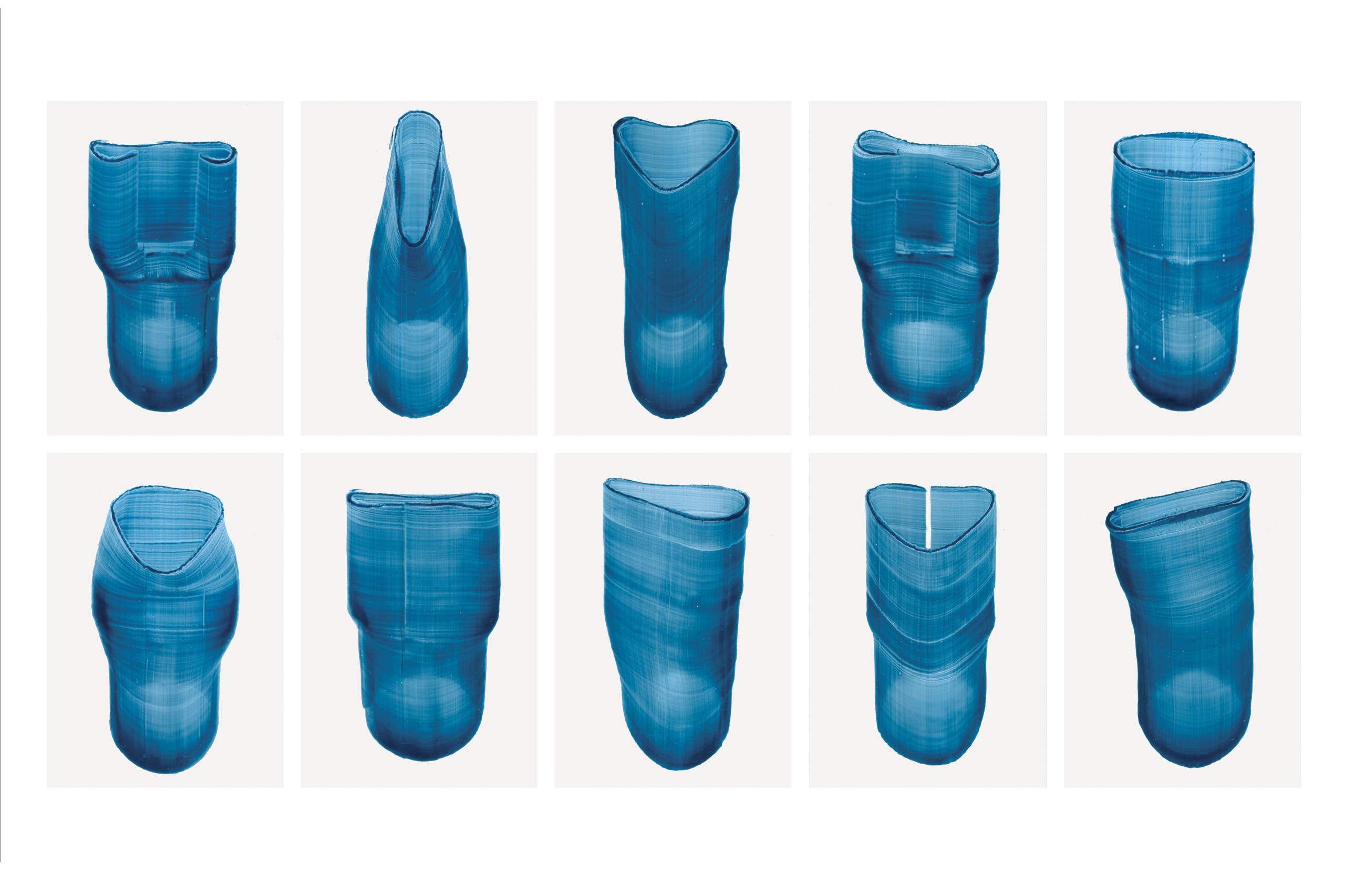 Baptiste Meyniel, Dessins balayés, déformations de cylindres, recherches pour le CIRVA, 2019.