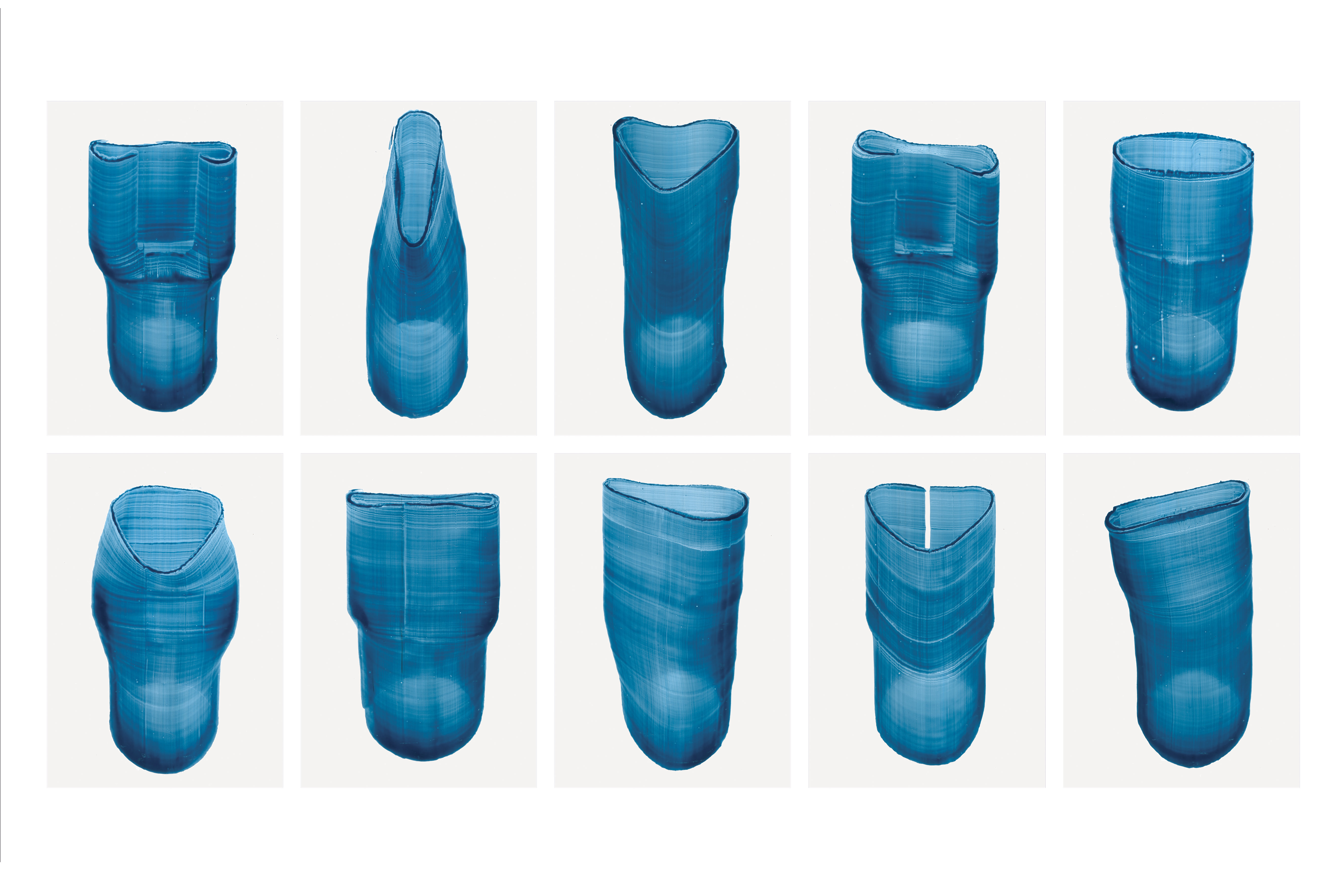 Baptiste Meyniel, Dessins balayés, déformations de cylindres, recherches pour le CIRVA, 2019.